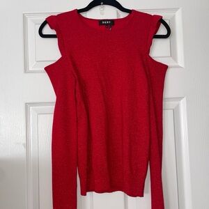 DKNY Red Off-the-Shoulder Sweater